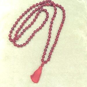 Red and Brown Tasseled Necklace